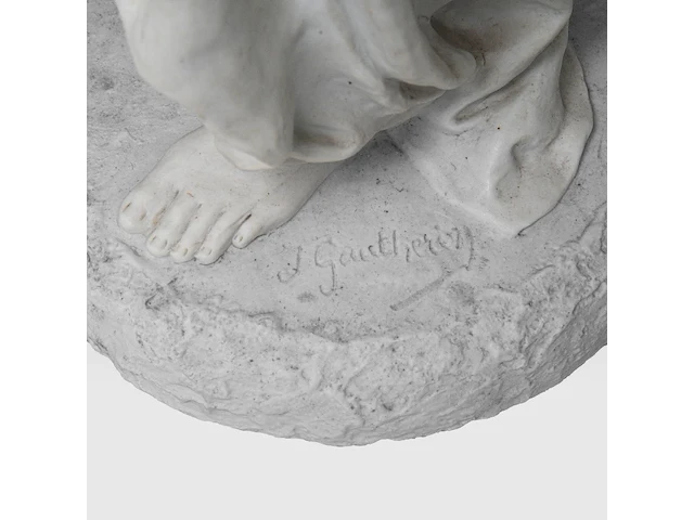 Jean gautherin (1840-1890), a biscuit sculpture of a woman feeding birds 70 cm. (27.55 in.) - afbeelding 9 van  9
