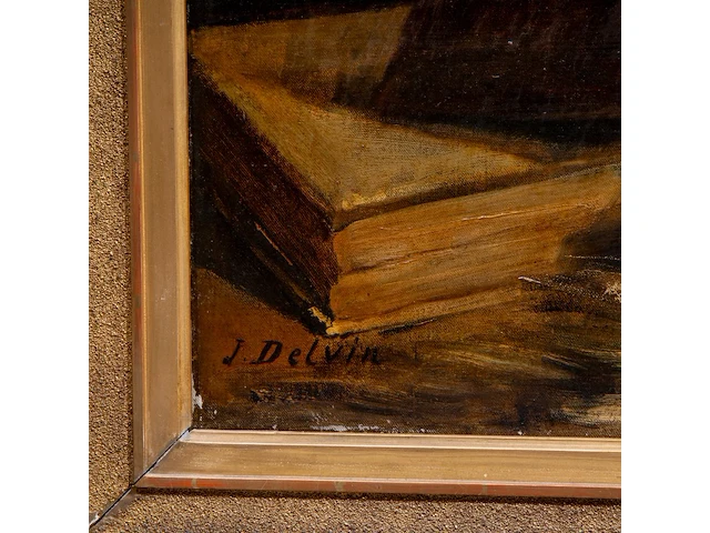 Jean joseph delvin (1853-1922), portrait of a reading monk, oil on canvas 115 x 90 cm. (45.28 x 35.42 in.), frame: 148 x 123 cm. (58.27 x 48.42 in.) - afbeelding 4 van  6