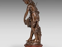 Jean-louis grégoire (1840-1890), a girl fishing, patinated bronze on a marble base the bronze: 49 cm. (19.28 in.), including base: 55 cm. (21.64 in.) - afbeelding 3 van  8