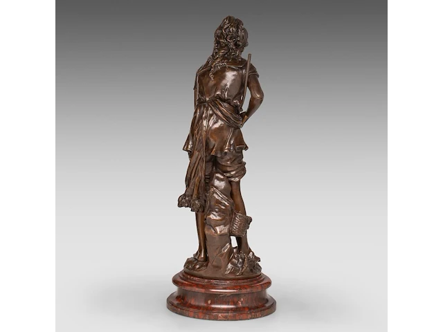 Jean-louis grégoire (1840-1890), a girl fishing, patinated bronze on a marble base the bronze: 49 cm. (19.28 in.), including base: 55 cm. (21.64 in.) - afbeelding 4 van  8