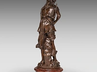 Jean-louis grégoire (1840-1890), a girl fishing, patinated bronze on a marble base the bronze: 49 cm. (19.28 in.), including base: 55 cm. (21.64 in.) - afbeelding 4 van  8