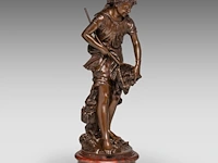 Jean-louis grégoire (1840-1890), a girl fishing, patinated bronze on a marble base the bronze: 49 cm. (19.28 in.), including base: 55 cm. (21.64 in.) - afbeelding 6 van  8