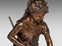 Jean-louis grégoire (1840-1890), a girl fishing, patinated bronze on a marble base the bronze: 49 cm. (19.28 in.), including base: 55 cm. (21.64 in.) - afbeelding 7 van  8