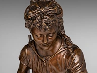 Jean-louis grégoire (1840-1890), a girl fishing, patinated bronze on a marble base the bronze: 49 cm. (19.28 in.), including base: 55 cm. (21.64 in.) - afbeelding 8 van  8