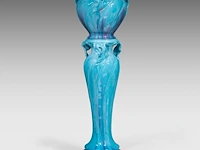 Jean massier (1877-1937), a turquoise-glazed ceramic jardinière on stand, total h: 128 cm