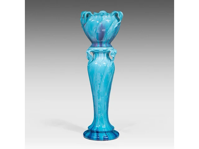 Jean massier (1877-1937), a turquoise-glazed ceramic jardinière on stand, total h: 128 cm - afbeelding 6 van  12