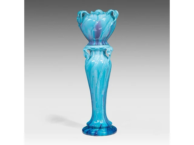 Jean massier (1877-1937), a turquoise-glazed ceramic jardinière on stand, total h: 128 cm - afbeelding 8 van  12