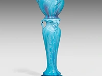 Jean massier (1877-1937), a turquoise-glazed ceramic jardinière on stand, total h: 128 cm - afbeelding 10 van  12