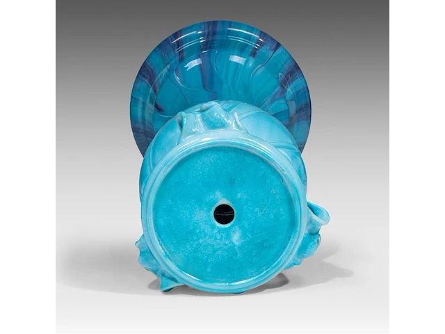 Jean massier (1877-1937), a turquoise-glazed ceramic jardinière on stand, total h: 128 cm - afbeelding 11 van  12
