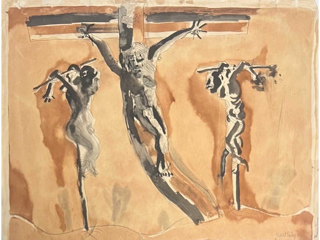 Jeanot bürgi - la crucifixion - aquarel - lage instelprijs - afbeelding 2 van  6