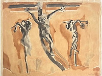 Jeanot bürgi - la crucifixion - aquarel - lage instelprijs - afbeelding 2 van  6