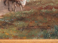 Jef louis van leemputten (1867-1948), shepherd with his flock of sheep, oil on panel 21 x 32 cm. (8.26 x 12.59 in.), frame: 42 x 53 cm. (16.53 x 20.87 in.) - afbeelding 5 van  5