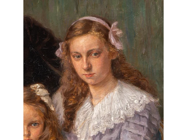 Jef van de fackere (1879-1946), family portrait (1911), oil on canvas, 130 x 97 cm. (51.17 x 38.18 in.), frame: 158 x 124 cm. (62.20 x 48.82 in.) - afbeelding 6 van  7
