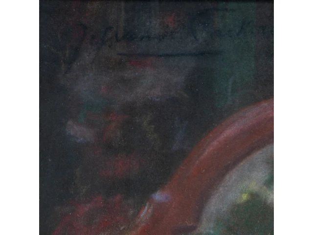 Jef van de fackere (1879-1946), flower still life, pastel 75 x 90 cm. (29.53 x 35.42 in.), frame: 91 x 109 cm. (35.82 x 42.90 in.) - afbeelding 3 van  7