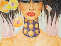 Jef van tuerenhout (1926-2006), woman holding a flower, mixed media on paper 100 x 80 cm. (39.36 x 31 1/2 in.), frame: 126 x 106 cm. (49.60 x 41.72 in.) - afbeelding 4 van  6