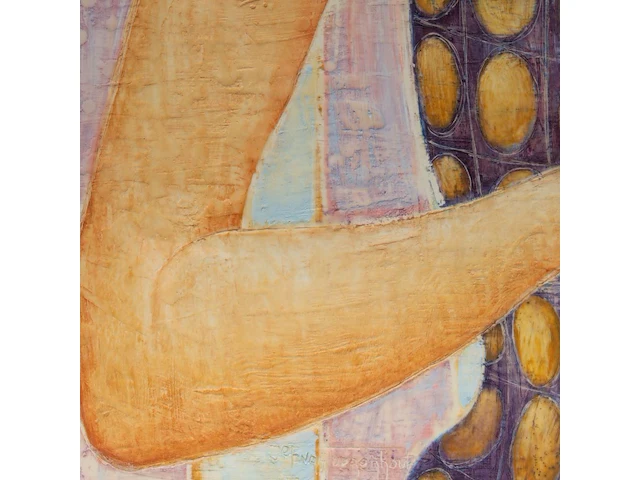 Jef van tuerenhout (1926-2006), woman holding a flower, mixed media on paper 100 x 80 cm. (39.36 x 31 1/2 in.), frame: 126 x 106 cm. (49.60 x 41.72 in.) - afbeelding 5 van  6