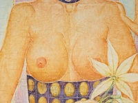 Jef van tuerenhout (1926-2006), woman holding a flower, mixed media on paper 100 x 80 cm. (39.36 x 31 1/2 in.), frame: 126 x 106 cm. (49.60 x 41.72 in.) - afbeelding 6 van  6