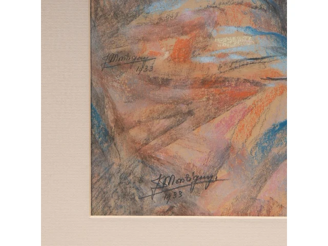 Jenny montigny (1875-1937), portrait of a lady, 1933, pastel on paper 57 x 44 cm. (22.44 x 17.32 in.), frame: 85 x 72.5 cm. (33.46 x 28.53 in.) - afbeelding 4 van  5