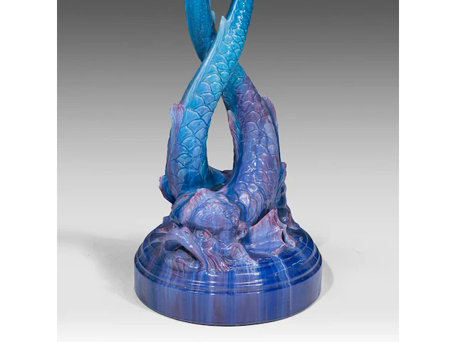 Jérôme massier (1850-1926), a turquoise glazed ceramic jardinière and stand, total h: 129 cm - afbeelding 6 van  9