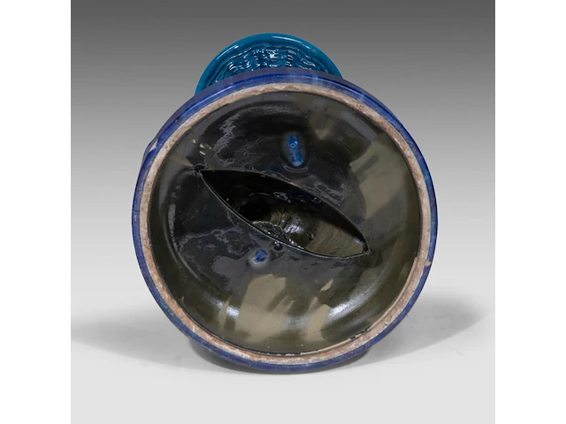 Jérôme massier (1850-1926), a turquoise glazed ceramic jardinière and stand, total h: 129 cm - afbeelding 7 van  9