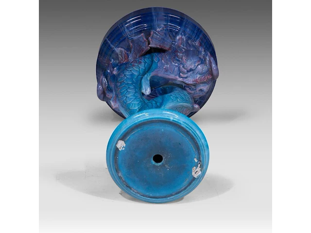 Jérôme massier (1850-1926), a turquoise glazed ceramic jardinière and stand, total h: 129 cm - afbeelding 8 van  9