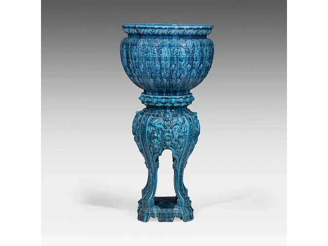 Jérôme massier (1850-1926), a turquoise moorish-inspired jardinière and base 118.5 cm. (46.64 in.) - afbeelding 1 van  10