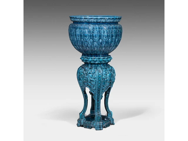 Jérôme massier (1850-1926), a turquoise moorish-inspired jardinière and base 118.5 cm. (46.64 in.) - afbeelding 3 van  10