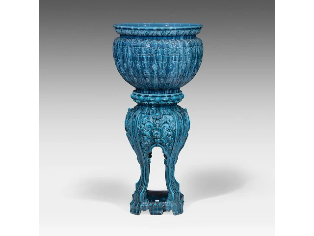 Jérôme massier (1850-1926), a turquoise moorish-inspired jardinière and base 118.5 cm. (46.64 in.) - afbeelding 4 van  10