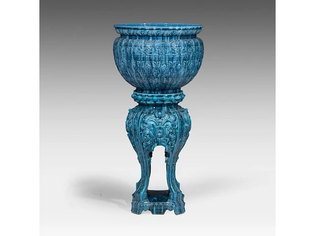 Jérôme massier (1850-1926), a turquoise moorish-inspired jardinière and base 118.5 cm. (46.64 in.) - afbeelding 5 van  10