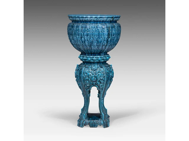Jérôme massier (1850-1926), a turquoise moorish-inspired jardinière and base 118.5 cm. (46.64 in.) - afbeelding 6 van  10