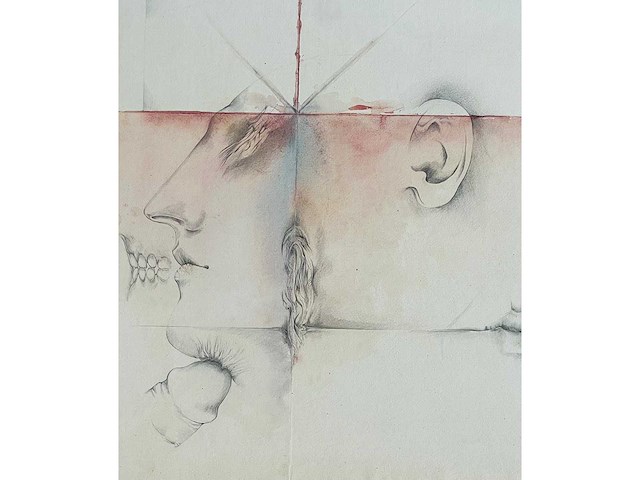 Jim amaral - erotische compositie - gemengde techniek op papier - afbeelding 1 van  6