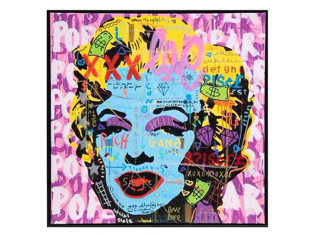 Jisbar (1989), ‘pink mm love’, 2018, mixed media on canvas 80 x 80 cm. (31 1/2 x 31 1/2 in.), frame: 82.5 x 82.5 cm. (32.47 x 32.47 in.) - afbeelding 1 van  9