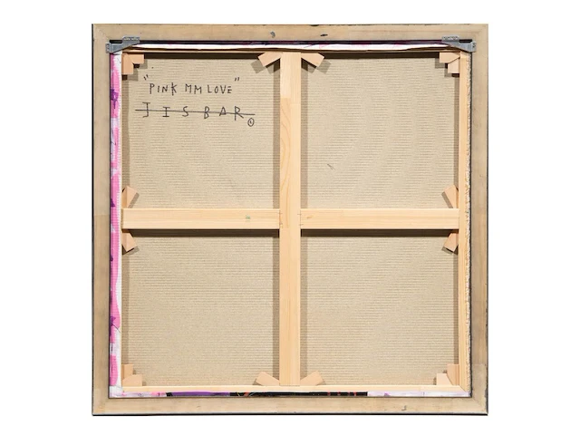 Jisbar (1989), ‘pink mm love’, 2018, mixed media on canvas 80 x 80 cm. (31 1/2 x 31 1/2 in.), frame: 82.5 x 82.5 cm. (32.47 x 32.47 in.) - afbeelding 2 van  9