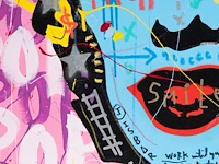 Jisbar (1989), ‘pink mm love’, 2018, mixed media on canvas 80 x 80 cm. (31 1/2 x 31 1/2 in.), frame: 82.5 x 82.5 cm. (32.47 x 32.47 in.) - afbeelding 3 van  9