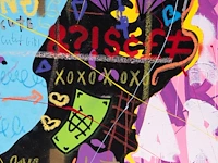 Jisbar (1989), ‘pink mm love’, 2018, mixed media on canvas 80 x 80 cm. (31 1/2 x 31 1/2 in.), frame: 82.5 x 82.5 cm. (32.47 x 32.47 in.) - afbeelding 4 van  9
