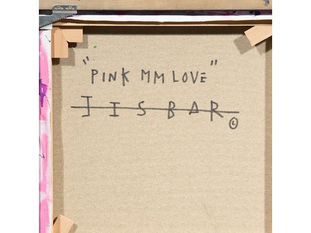 Jisbar (1989), ‘pink mm love’, 2018, mixed media on canvas 80 x 80 cm. (31 1/2 x 31 1/2 in.), frame: 82.5 x 82.5 cm. (32.47 x 32.47 in.) - afbeelding 6 van  9