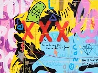 Jisbar (1989), ‘pink mm love’, 2018, mixed media on canvas 80 x 80 cm. (31 1/2 x 31 1/2 in.), frame: 82.5 x 82.5 cm. (32.47 x 32.47 in.) - afbeelding 9 van  9