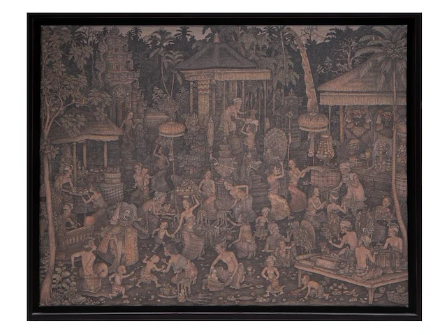 Jiwa kutuh (1963), balinese scene, 2002, acrylic on canvas 60 x 80 cm. (23.62 x 31 1/2 in.), frame: 65 x 85 cm. (25.58 x 33.46 in.) - afbeelding 2 van  6