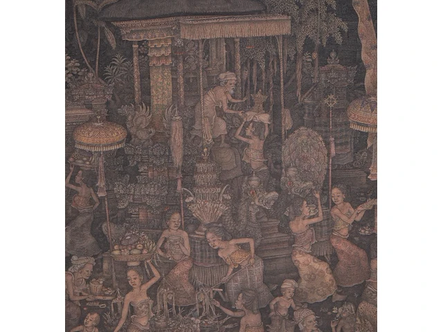 Jiwa kutuh (1963), balinese scene, 2002, acrylic on canvas 60 x 80 cm. (23.62 x 31 1/2 in.), frame: 65 x 85 cm. (25.58 x 33.46 in.) - afbeelding 4 van  6