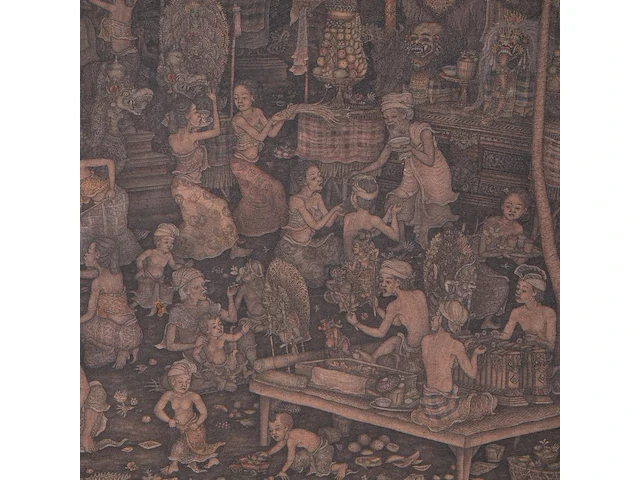 Jiwa kutuh (1963), balinese scene, 2002, acrylic on canvas 60 x 80 cm. (23.62 x 31 1/2 in.), frame: 65 x 85 cm. (25.58 x 33.46 in.) - afbeelding 5 van  6