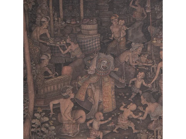 Jiwa kutuh (1963), balinese scene, 2002, acrylic on canvas 60 x 80 cm. (23.62 x 31 1/2 in.), frame: 65 x 85 cm. (25.58 x 33.46 in.) - afbeelding 6 van  6