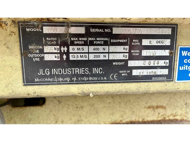 Jlg - 2658-e - hoogwerker - 1999 - afbeelding 2 van  15