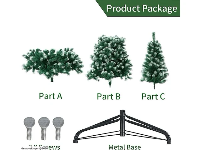 Jofony gevlokte kerstboom (210 x 115 cm) - afbeelding 3 van  5