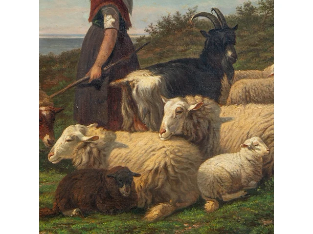Johan nicolaas van lokhorst (1837-1893), shepherdess with her flock near the shore, 1872, oil on canvas 75 x 110 cm. (29.5 x 43.3 in.), frame: 103 x 140 cm. (40.5 x 55.1 in.) - afbeelding 7 van  8