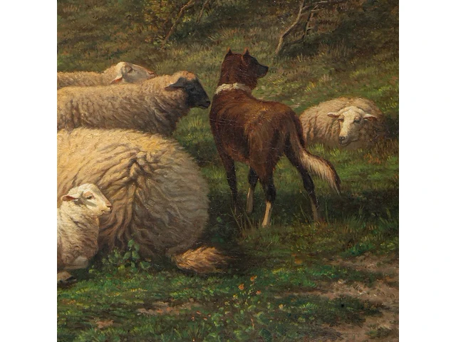 Johan nicolaas van lokhorst (1837-1893), shepherdess with her flock near the shore, 1872, oil on canvas 75 x 110 cm. (29.5 x 43.3 in.), frame: 103 x 140 cm. (40.5 x 55.1 in.) - afbeelding 8 van  8
