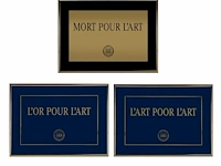 Johan van geluwe (1929-2020), 'l'art pour l'art - mort pour l'art - l'or pour l'art', triptych, multiple 35 x 50 cm. (13.77 x 19.67 in.), frame: 36 x 51 cm. (14.16 x 20.07 in.)