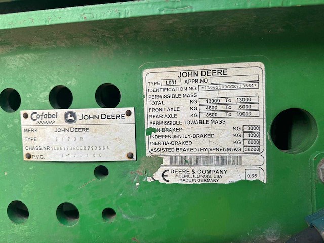 John deere - 6210r - 4-wheel drive tractor - 2012 - afbeelding 3 van  15