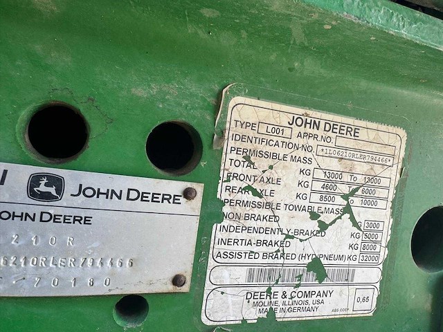 John deere - 6210r - 4-wheel drive tractor - 2014 - afbeelding 4 van  17