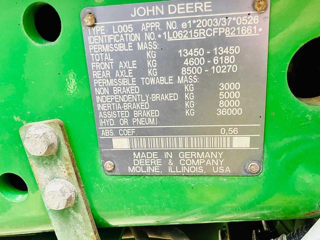 John deere - 6215r - 4-wheel drive tractor - 2015 - afbeelding 6 van  14
