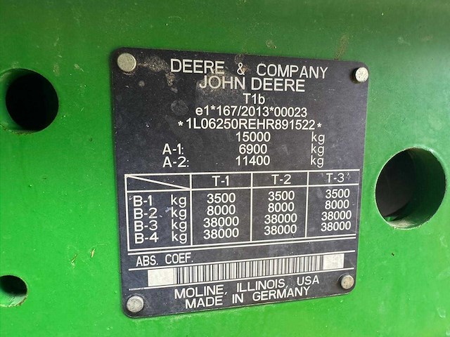 John deere - 6250r - 4-wheel drive tractor - 2017 - afbeelding 7 van  19
